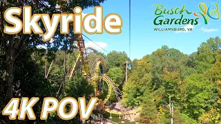 Skyride, Von Roll Cable Car | Full Trip 4K POV | Busch Gardens Williamsburg (Non-Copyright)