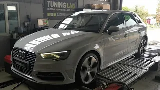 Audi A3 E-tron 1.4tsi hybrid in for stage 1 custom rolling road dyno tuning mega results! Dyno graph