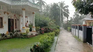 Heavy rain hit my village Indonesia | walking under heavy rain | for insomnia-Indorainfall