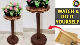 LOW COST DIY CARDBOARD FURNITURE CRAFT IDEA/EASY DIY CARDBOARD TABLE /BEST OUT OF WASTE