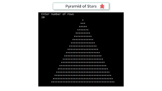 C Program To Draw Pyramid of Stars, using For Loop