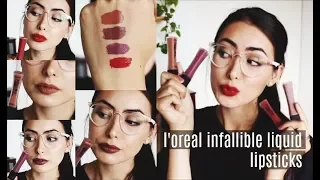 NEW L'oreal Infallible Pro Matte LIQUID LIPSTICKS | Review & Swatches