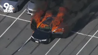 Car catches fire after driver uses hand sanitizer while smoking in Maryland