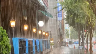 (4K) Walking in Heavy Rain | 1 Hour Later, the Dark Screen | Peacefull Sounds | 빗소리 1시간 뒤 어두운 화면