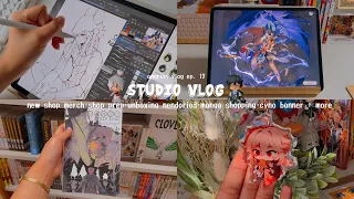 studio vlog🥮✨prepping/opening my shop, my first nendoriods, manga shopping, genshin + more