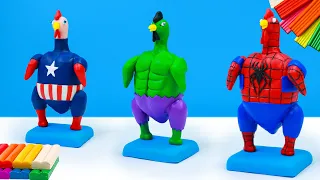 DIY chicken mod Superheroes Spider man, Hulk, Captain America with clay 🧟 Polymer Clay Tutorial