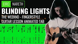 Blinding Lights The Weeknd Fingerstyle Tab - Eiro Nareth - Guitar Lesson Tutorial - How to Play