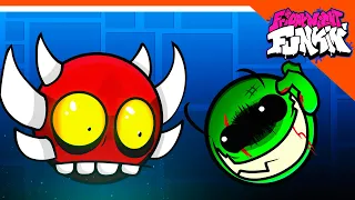 🎶 BOSS DEMON GEOMETRY DASH FIRE IN THE HALL Fire In The Hole 🎶 Friday Night Funkin' Geometry dash