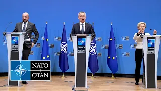 NATO Secretary General with European Council & Commission Presidents 🇪🇺, 24 FEB 2022