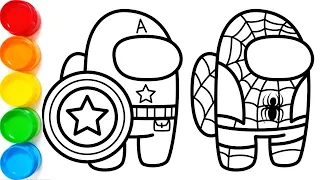 How to Draw Among Us - Superheroes: Spiderman and Captain America