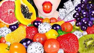 ASMR EXOTIC FRUITS PLATTER *WATERMELON, GREEN LEMON, DRAGON FRUITS, STRAWBERRY, MANGO EATING SOUNDS