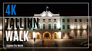Walking Tour in Estonia 4K 60fps - Night Walk through Tallinn UNESCO Old Town with Captions | 1/3