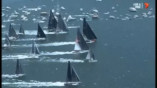 Sydney Hobart 2014 start - Comanche and Wild Oats duke it out