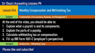 [FABM2] Lesson 044 - Monthly Compensation and Withholding Tax