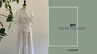 DIY Ruffle midi dress | How to sew it at home | Free pattern l Sewing tutorial