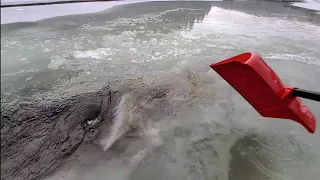 Throwing Stuff Into Massive Whirlpool I Created Out On The Ice