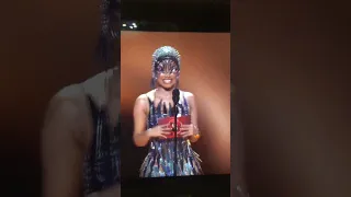 Cardi B says hi on the 65th Grammys Awards...