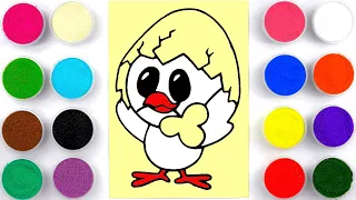 Sand painting Easter baby chicken for kids