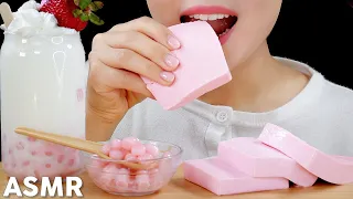 ASMR Strawberry Jelly, Bubble Tea & Melona Tapioca Pearls Eating Sounds | 딸기 젤리, 버블티, 메로나 타피오카펄 먹방