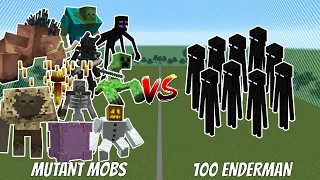 100 ENDERMAN vs MUTANT MOBS (Minecraft Mob Battle)