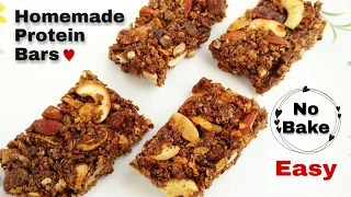 Homemade Protein Bars Recipe || Easy No Bake Energy Bars || Oats Recipes For Weight Loss