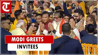 PM Modi greets invitees after 'Pran Pratishtha' rituals at Ram Mandir in Ayodhya