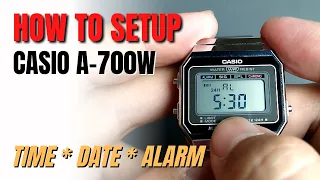 How to Setup Casio A700W ( Time, Date, Alarm A-700W A700 )