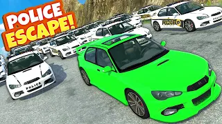 20 Police Cars Chase Suspects Down a Mountain in BeamNG Drive Mods!