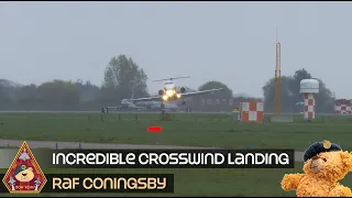 ABSOLUTELY REMARKABLE CROSSWIND LANDING EMBRAER ERJ-145 PROPER CRABBING • RAF CONINGSBY