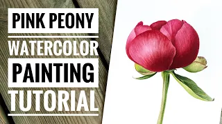 How to paint Peony flower with watercolors | realistic painting of a flower