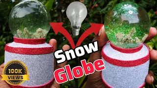 how to make magical snow globe craft with bulb | at home.