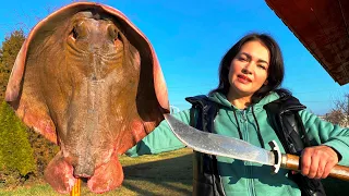 Huge 10kg Sea Stingray Fried in the Oven! How to cook a delicious Stingray?