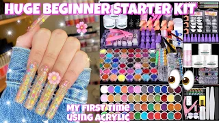 HUGE COOSERRY 115 IN 1 ACRYLIC KIT | MY FIRST TIME DOING ACRYLIC NAILS | BEGINNER ACRYLIC KIT