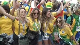 Brazilian Fans Celebrate National Football Team's Victory Over Costa Rica