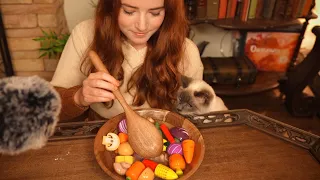 ASMR Tingly Wooden Soup (chopping, simmering, stirring sounds)