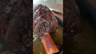 Thor Hammer injected with Whiskey & Duck Fat. Smoked Beef shank for shredded beef. #asmr