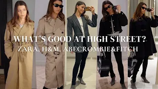 trying on latest blazers, coats, trench coats at  Zara, H&M, Abercrombie  #comeshoppingwithme
