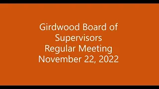 Girdwood Board of Supervisors Regular Meeting November 21, 2022
