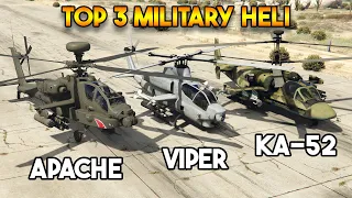 GTA 5 ONLINE : APACHE VS VIPER VS KA 52 (TOP 3 MILITARY HELICOPTERS)