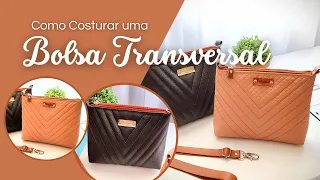 Como costurar a BOLSA TRANSVERSAL mais fácil que existe e SEM VIÉS | DIY | Costura Criativa