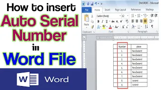 How to insert Auto Serial Number/Numbering in MS Word file |Auto serial number in Table | MS File