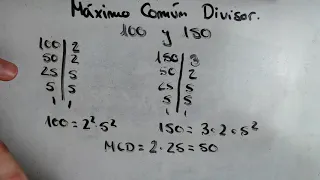 Máximo Común Divisor de 100, 150 | MCD