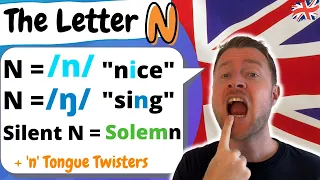 English Pronunciation  |   The Letter N  |  /n/ vs /ŋ/   +   TONGUE TWISTERS