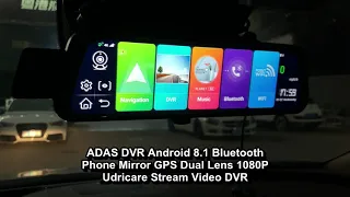 Udricare ADAS DVR Android 8.1 GPS Dual Camera 10 inch Smart Intelligent Rear View Mirror