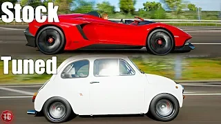 Forza Horizon 4: Stock vs Tuned! Fiat Abarth 595 vs Lamborghini Aventador J!