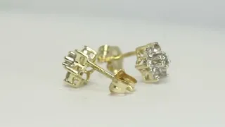 Diamond Flower Stud Earrings .41CT 14K YG Studs - 31836