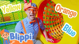 Learning Shapes and Colors with Blippi at Kidsville Indoor Playground! Educational Videos for Kids