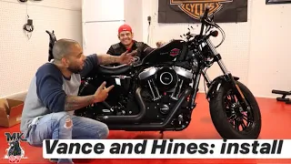 Vance & Hines short shot install on a Sportster 48