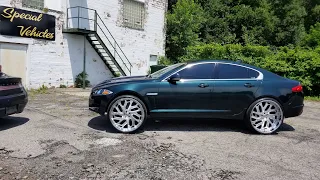 Green Jaguar XF ON 26 Inch Amani Forged Wheels