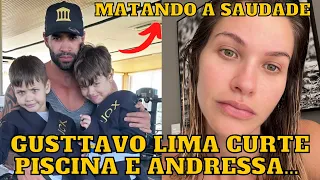 Gusttavo Lima curte PISCININHA e Andressa Suita surge com os filhos FOCADA na Academia